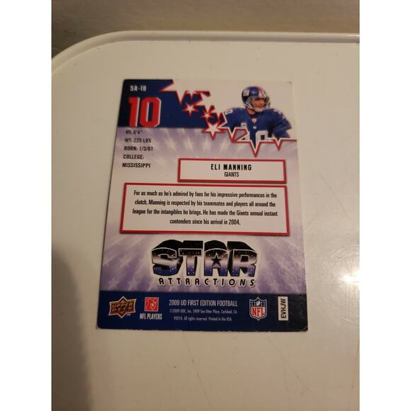 Eli Manning 2009 Upper Deck First Edition Star Attractions #SA19 - NY Giants - Picture 2 of 3
